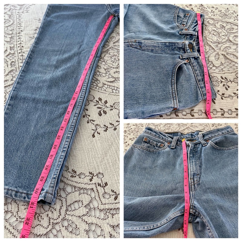 Vintage 90s Levi’s 512 Slim Fit Tapered Leg 7 MED/27" Waist Blue Jeans Denim - Picture 10 of 11